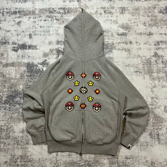 Authentic 2008 Bape x Nintendo Baby Milo Mario Full Zip Hoodie M - Picture 1 of 8
